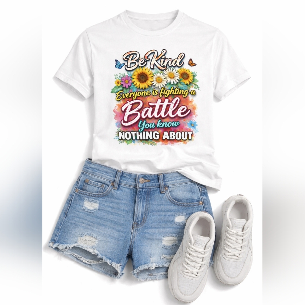 Be Kind Everyone Is Fighting a Battle Custom Made T-Shirt - NWT